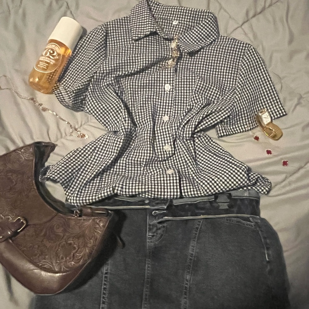 Black and White Gingham Blouse